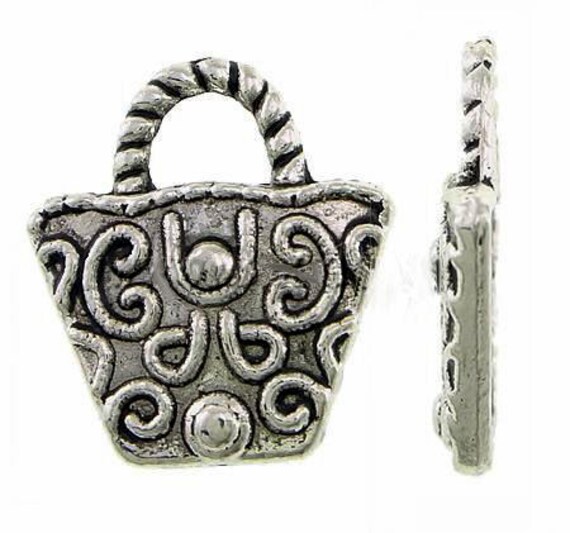 4 Handbag charms antique silver tone CA185