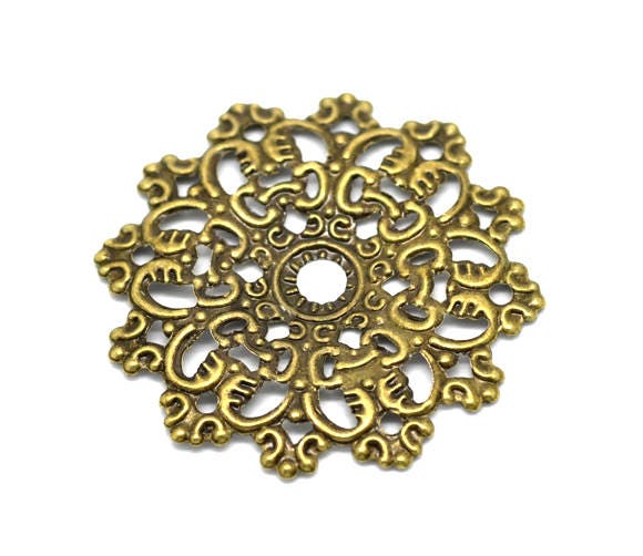 Filigree Embellishments: 10 Antique Bronze Filigree Flower | Etsy