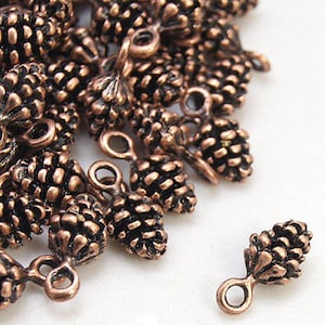 Antique Copper Pine Cone Charms / Copper Ox Pinecone Pendants [10 pieces] -- Lead & Nickel Free Jewelry Findings 0909.2-H6C