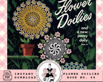 Vintage 1949 Flower Doilies Crochet Pattern Book (PDF)