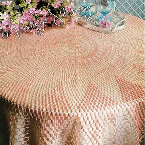 Vintage Crochet Tablecloth Pattern, “Super Topper Round Tablecloth&quot; Digital Download Crochet PDF Pattern -- Crochet Diagram