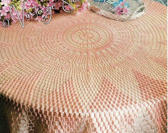 Vintage Crochet Tablecloth Pattern, “Super Topper Round Tablecloth" Digital Download Crochet PDF Pattern -- Crochet Diagram