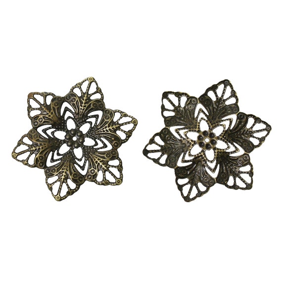 Nickel /& Cadmium Free F14283.J6H Filigree : 10 Antique Bronze Filigree Flower Wraps Connectors Lead Metal Stampings Filigree Links