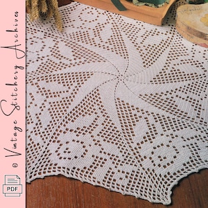 Vintage Pinwheel Crochet Doily Pattern, 20 Inch (Digital PDF)