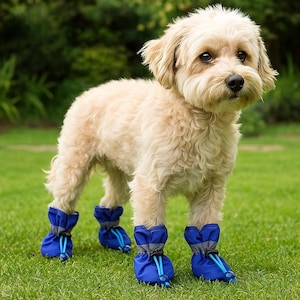 Non-Slip Pet Boots: PU Leather Paw Shoes with Reflective Detail