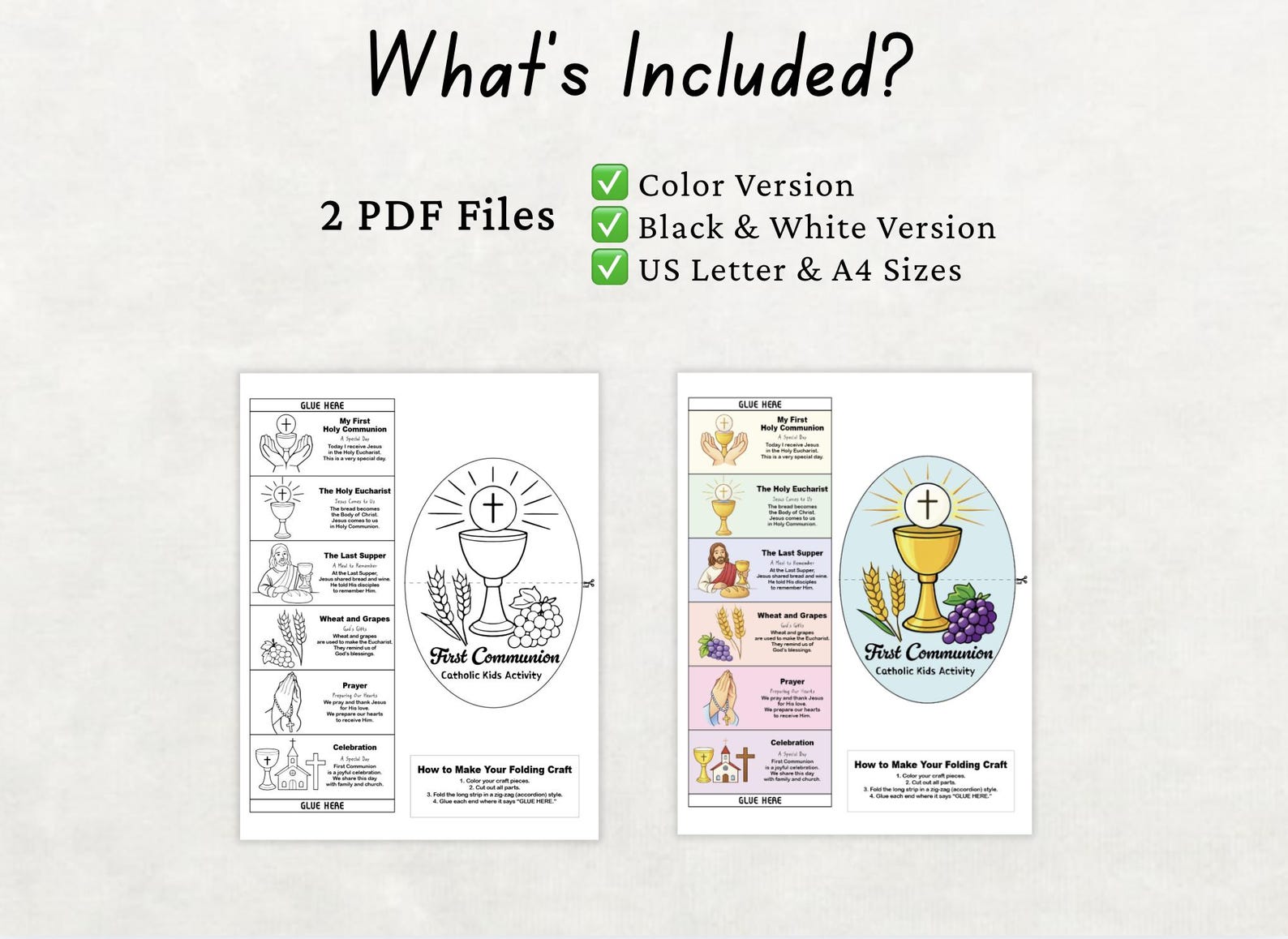 First Holy Communion Folding Craft Printable, Catholic Eucharist ...