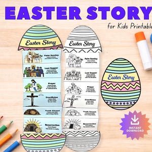 Manualidad de plegado de historias de Pascua para niños, imprimible de Semana Santa, manualidad de historia bíblica, actividad de Pascua para la escuela dominical, educación cristiana en casa, Él ha resucitado