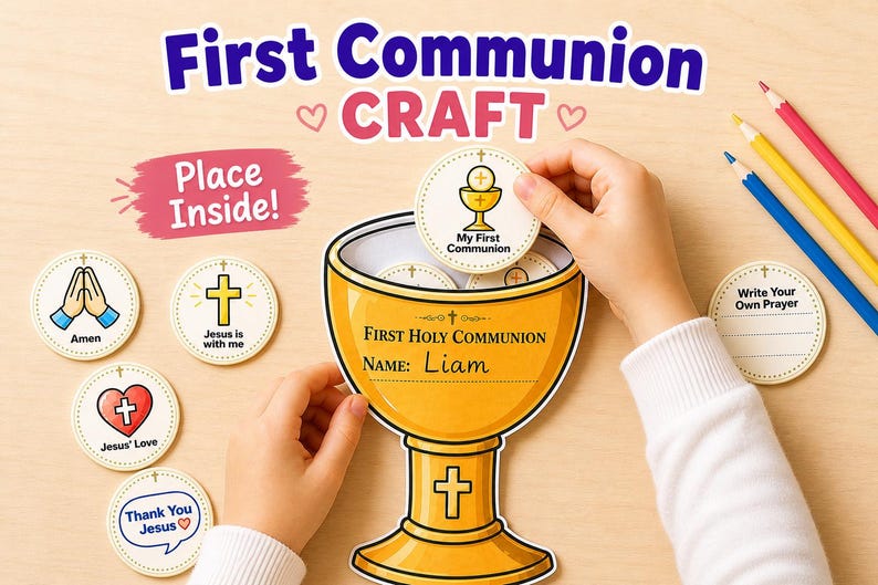 First Communion Craft for Kids Catholic Printable Activity Eucharist ...