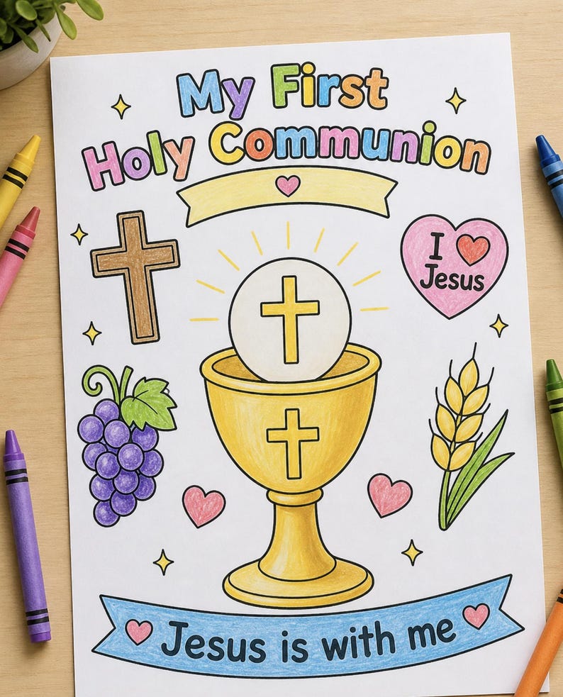 First Communion Craft for Kids Catholic Printable Activity Eucharist ...