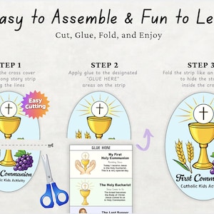 First Holy Communion Folding Craft Printable, Catholic Eucharist ...