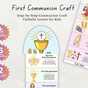 First Holy Communion Folding Craft Printable, Catholic Eucharist ...