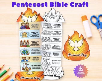 Pfingsten Handwerk für Kinder, Heiliger Geist Flamme druckbare Aktivität, Apostelgeschichte 2 Bibelgeschichte, Sonntagsschule Kirche Handwerk, Geburtstag der Kirche