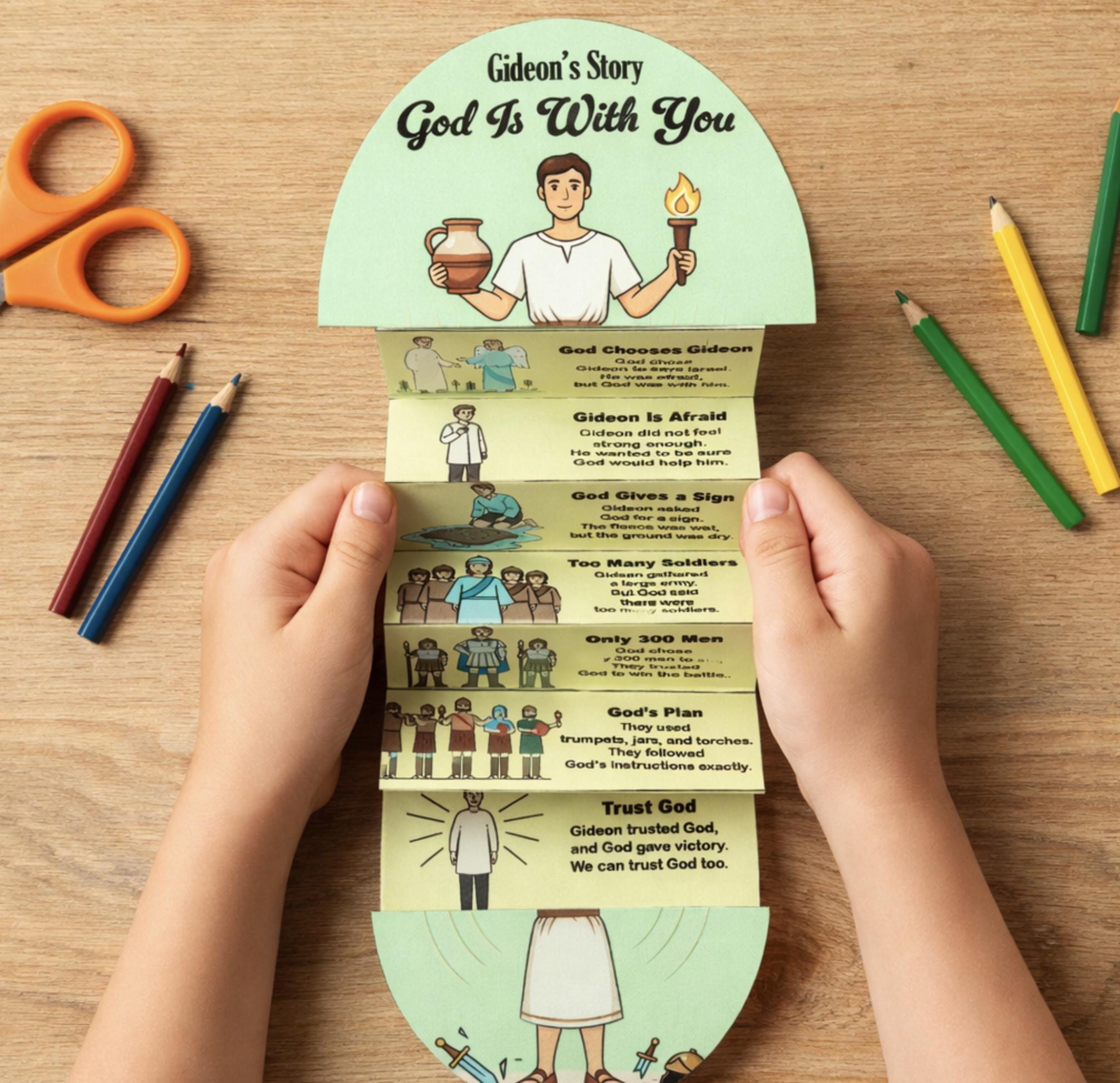 Gideon Bible Craft Printable, Interactive Folding Coloring Activity ...