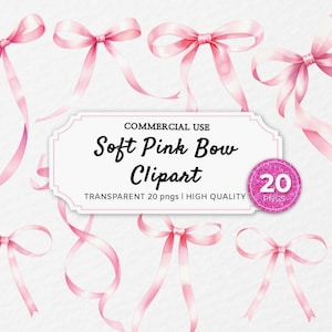 Delicado conjunto de imágenes prediseñadas de lazo rosa de acuarela / Paquete de imágenes PNG de cinta de satén fina / Invitación de boda elegante en tonos pastel y clip art de marca femenina