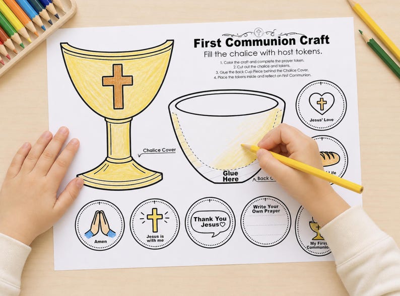 First Communion Craft for Kids Catholic Printable Activity Eucharist ...