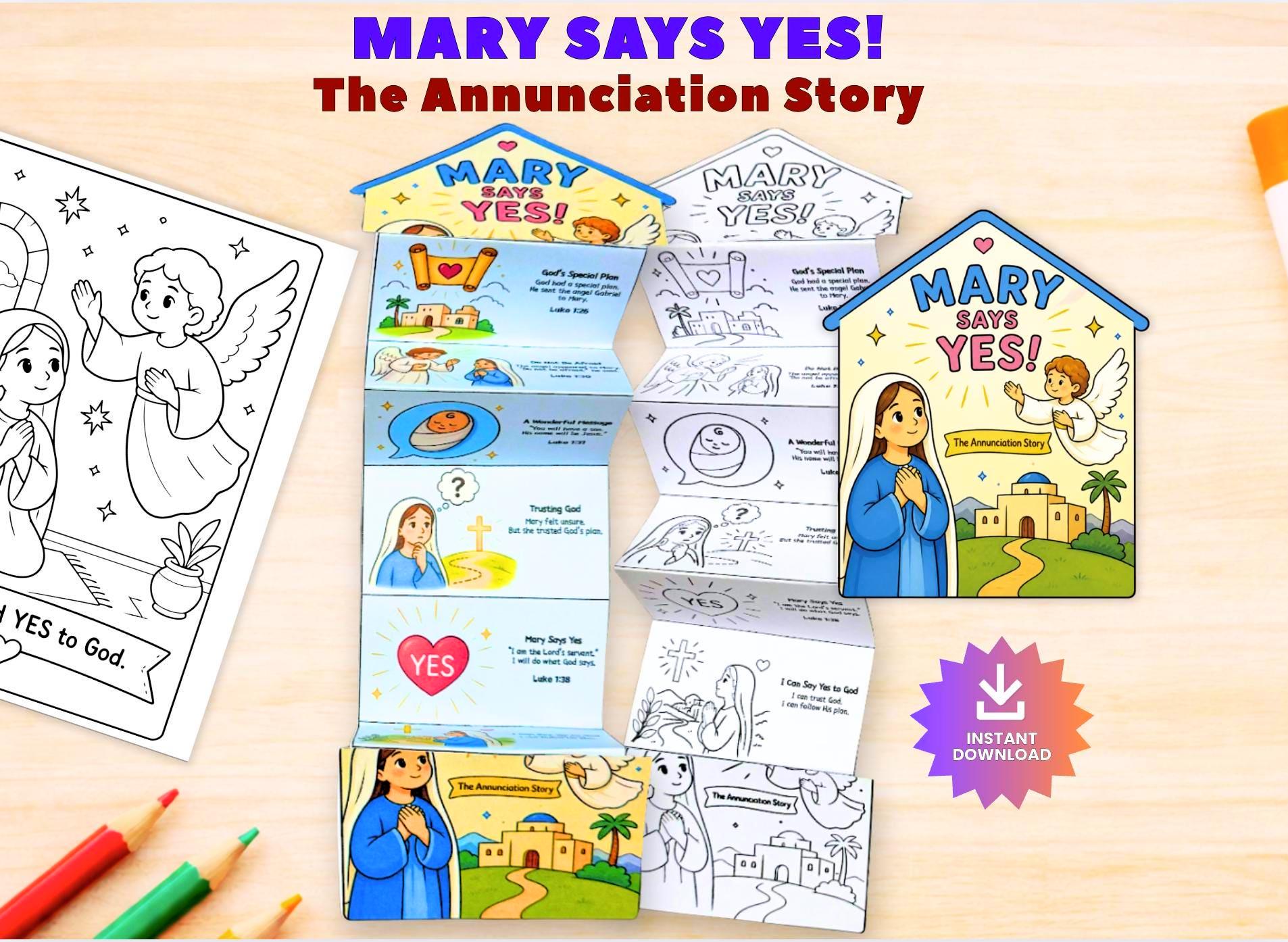 40 Sweet and Easy Angel Crafts for Kids To Make! 12 Annunciation Folding Craft, Mary Bible Craft, Angel Gabriel Bible…