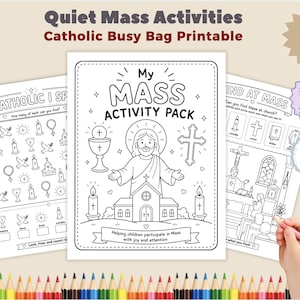 Catholic Mass Activity Pack for Kids, Quiet Mass Activities, Catholic Busy Bag Printable Worksheets for Church, Sunday Mass