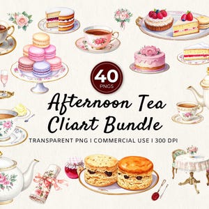 Aquarel vintage bloemen theeservies clipart | Theepot, theekop en schotel | Afternoon Tea Party | Taarten | Keukendecoratie | Downloads voor commercieel gebruik