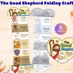Good Shepherd Folding Craft for Kids | Jesus the Good Shepherd Bible Lesson | John 10:11 Sunday School Craft | Christian Printable Activity