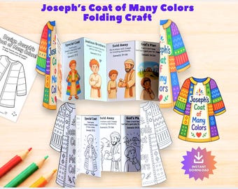 Joseph-Bastelvorlage, Faltvorlage „Der bunte Mantel“, druckbare Aktivität für den Sonntagsschulunterricht, Joseph-Geschichte für Kinder (PDF)