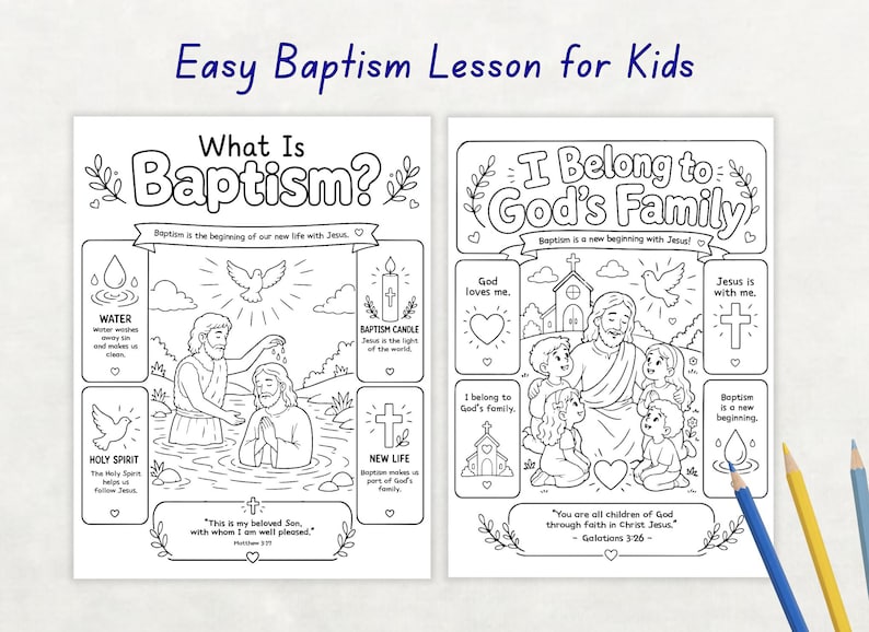 The Baptism of Jesus Coloring Pages | Bible Lesson for Kids | Sunday ...