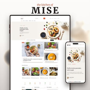 Food Blog WordPress Theme | Recipe Website Template with Printable Recipe Cards & Star Reviews | Kadence Child Theme + WooCommerce Shop
