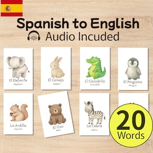 Animal Flashcards for Kids | Bilingual English-Spanish Printable Learning Cards