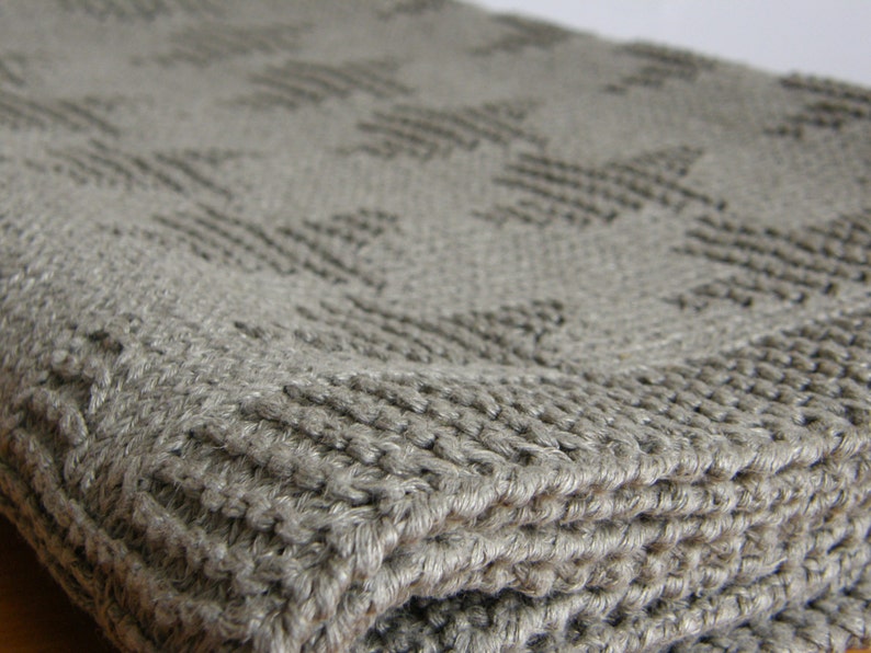 Linen Throw Blanket Graycotton Throw Blankethand Knit Etsy