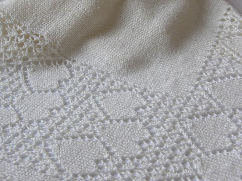 Knitted Baby Blanketlinen Blanketknit Cotton Blanketcream Etsy