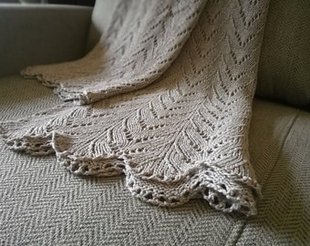 Linen throw blanket knit, linen coverlet, sustainable living