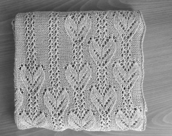 Knit baby blanket gender neutral-organic blanket-linen throw blanket-gray blanket-linen coverlet-lace knit blanket-heart blanket