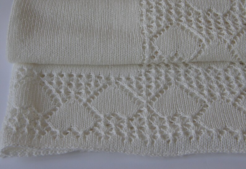 Knitted Baby Blanketlinen Blanketknit Cotton Blanketcream Etsy