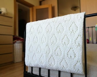 Linen baby blanket handknit-off white blanket-bassinet cover-sustainable
