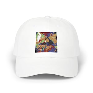 Toucan Dad Cap, Tropical Bird Baseball Hat, Summer Beach Headwear, Colorful Animal Print Cap, Exotic Toucan Embroidered Hat