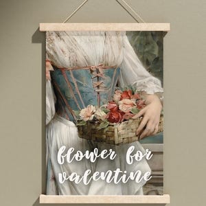 Flower for Valentine Poster – Romantic Vintage Floral Wall Art, Classical Love Print for Home Decor & Anniversary Gift