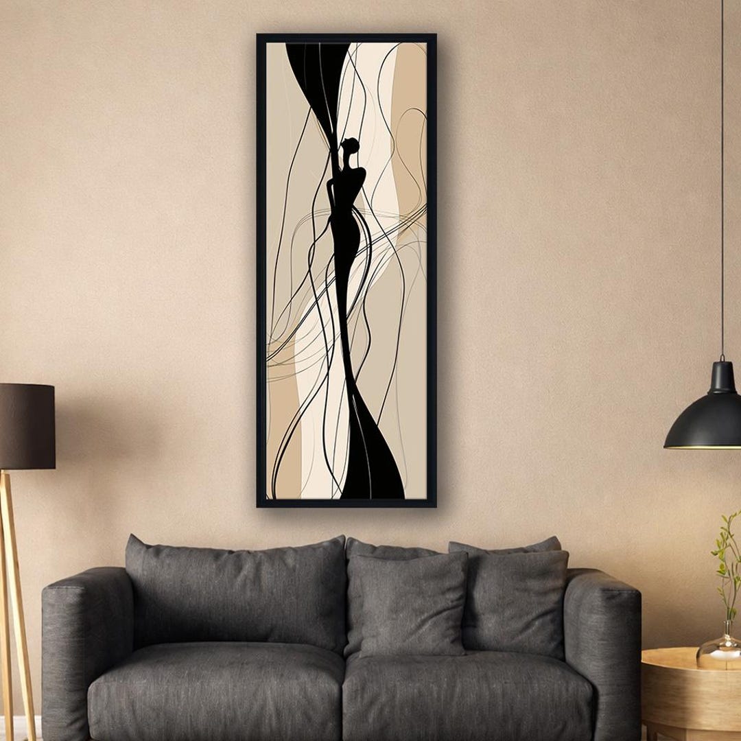 Modern Line Art Woman Canvas Wall Art, Vertical Minimal Silhouette ...