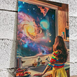 Surreal Galaxy Window Print: Cosmic Kitchen Wall Art