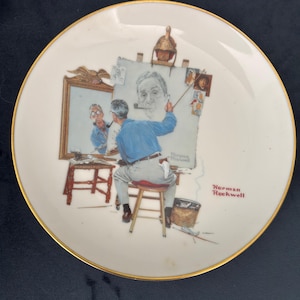 Norman Rockwell Plate, Triple Self Portrait