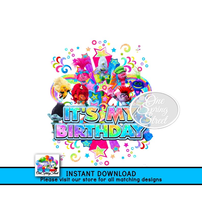 TROLLS Birthday Girl Printable Diy T-shirt Iron on Transfer - Etsy