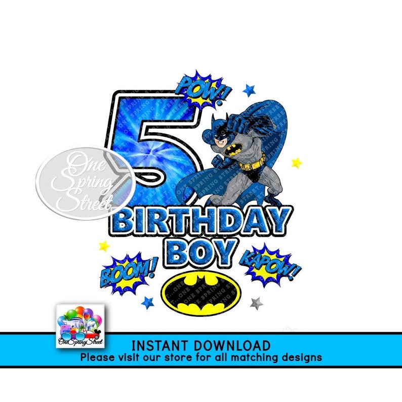 BATMAN 5TH Birthday Boy AGE Printable Iron on Transfer Etsy