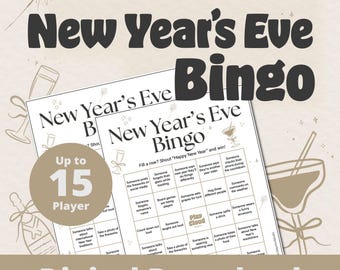 New Year’s Bingo – Fun Printable Party Game for Adults | Countdown & NYE Celebration Game