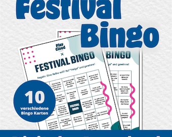 Festival Bingo Deutsch | Partyspiel für 10 Personen | Lustiges Printable Spiel zum Sofort-Download