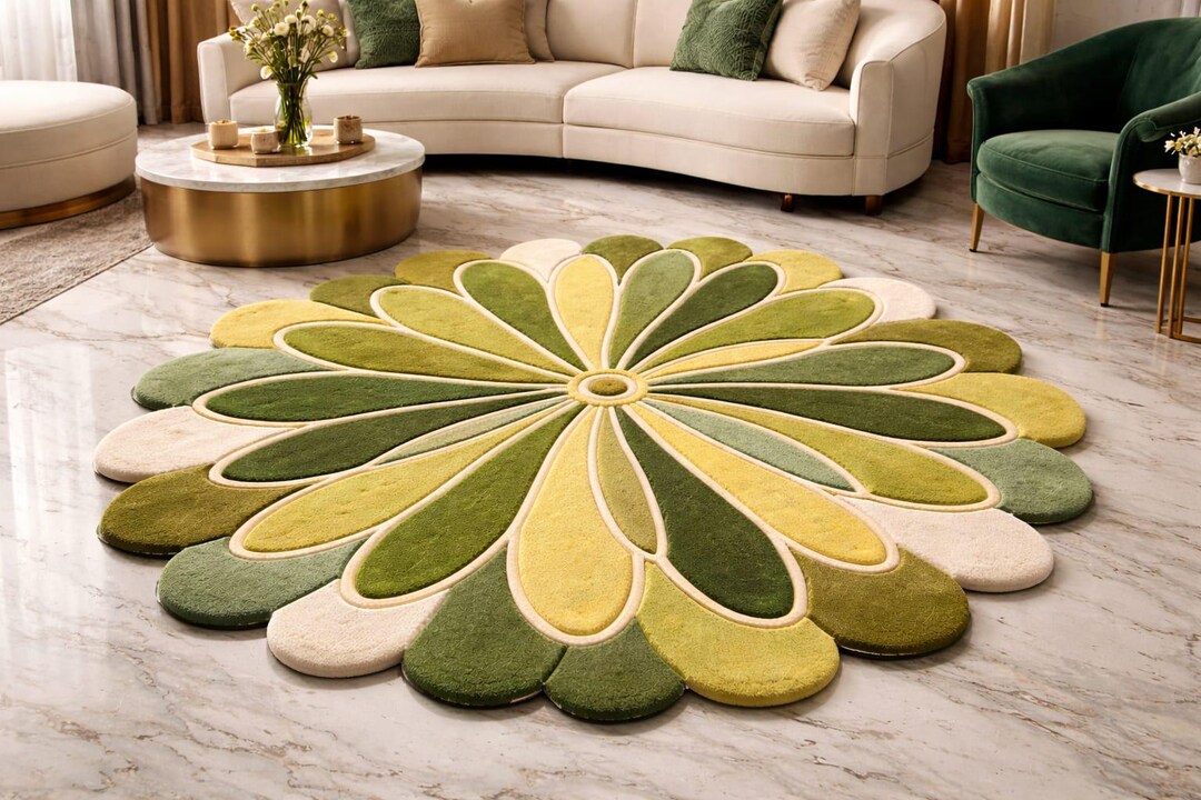 Hand-sculpted 3D Floral Rug – Sage Green Petal Design - Etsy