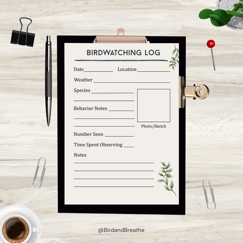Printable Birdwatching Log Page, Mindful Birdwatching Tracker, Nature ...