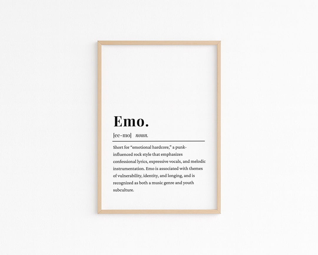 Emo Poster.pdf Emo Definition Poster, Emo Wall Art, Emo Printable, Alt Music Poster ...