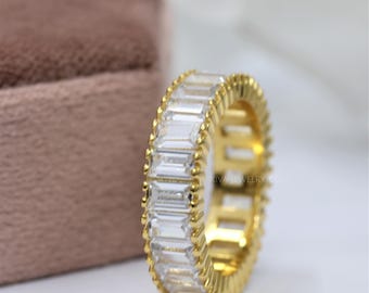 Baguette Ring, Diamond Eternity Band, Statement Ring, Eternity Ring, Engagement Ring, Promise Ring, Minimalist Ring, Gift For Wife