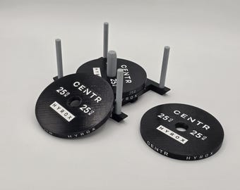 HYROX Sled Coaster Holder with Weight Plate Coasters, 3D Printed Gym Gift, Black and White, CENTR Themed