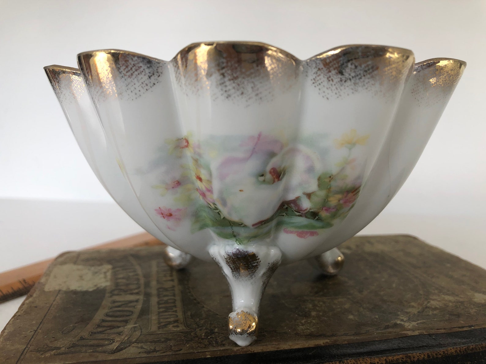 Vintage Wheelock Germany Three Footed Bowl Porcelain China Etsy