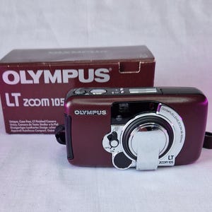 Olympus LT Zoom 105 Burgundy Edition • 35mm Point & Shoot Film Camera • Rare Vintage Collector’s Set with Box and Papers