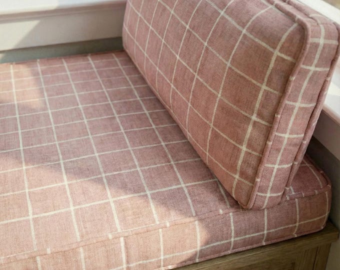 Washable Ticking Stripe Custom Bench Cushion, Striped Hallway Bench, Hallway Bench Cushion, Piano Bench Cushion